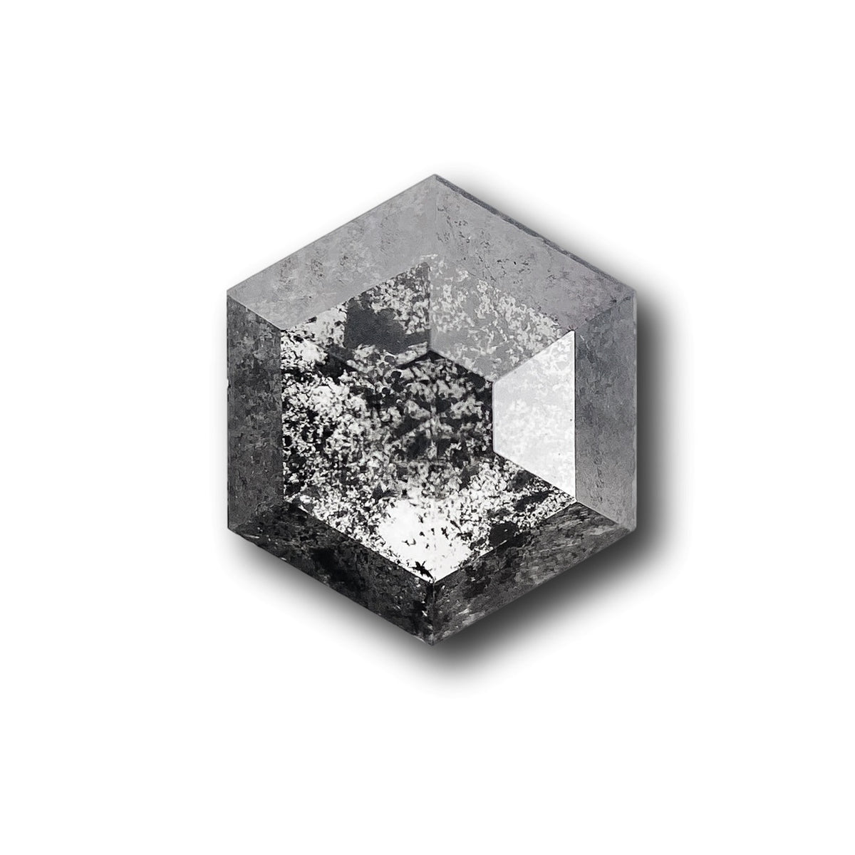 1.04ct | Salt &amp; Pepper Hexagon Shape Rose Cut Diamond - Modern Rustic Diamond