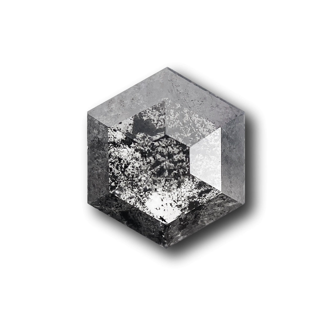 1.04ct | Salt & Pepper Hexagon Shape Rose Cut Diamond - Modern Rustic Diamond