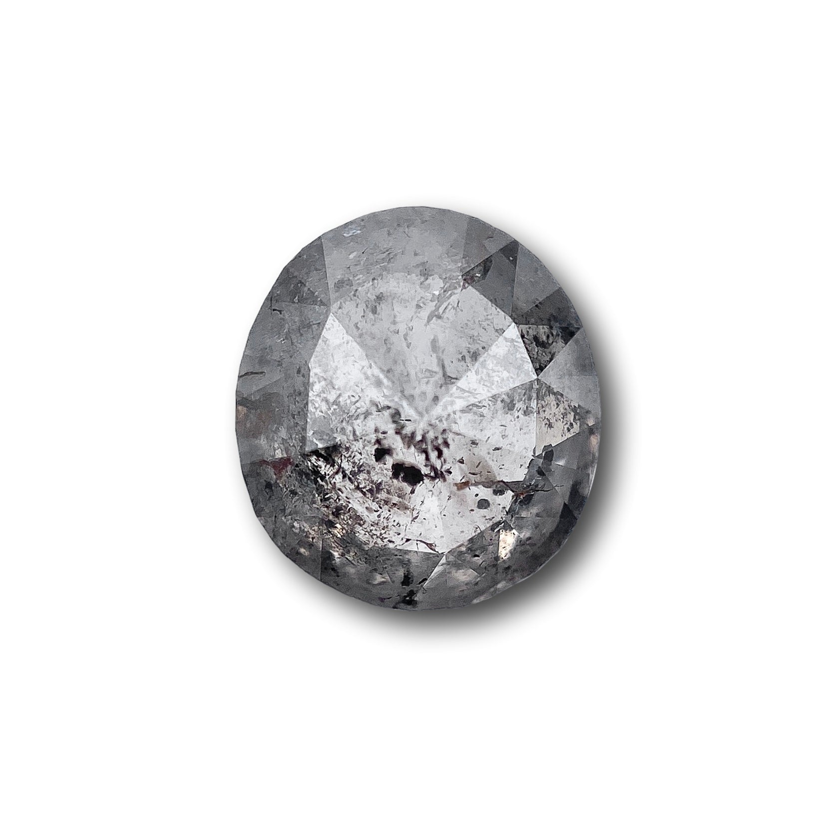 1.33ct | Salt & Pepper Oval Shape Rose Cut Diamond - Modern Rustic Diamond