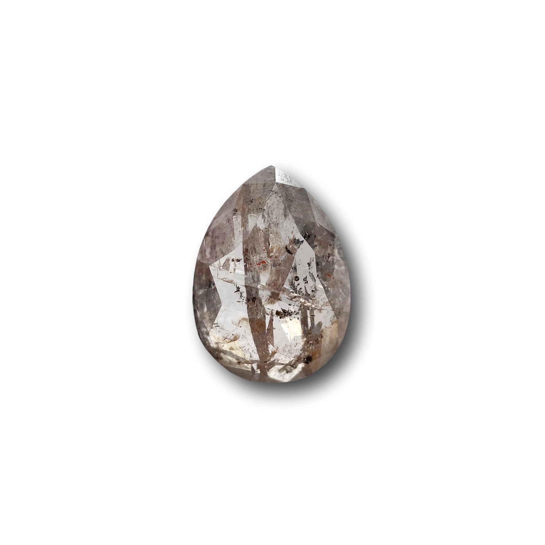 1.14ct | Salt & Pepper Pear Shape Rose Cut Diamond - Modern Rustic Diamond