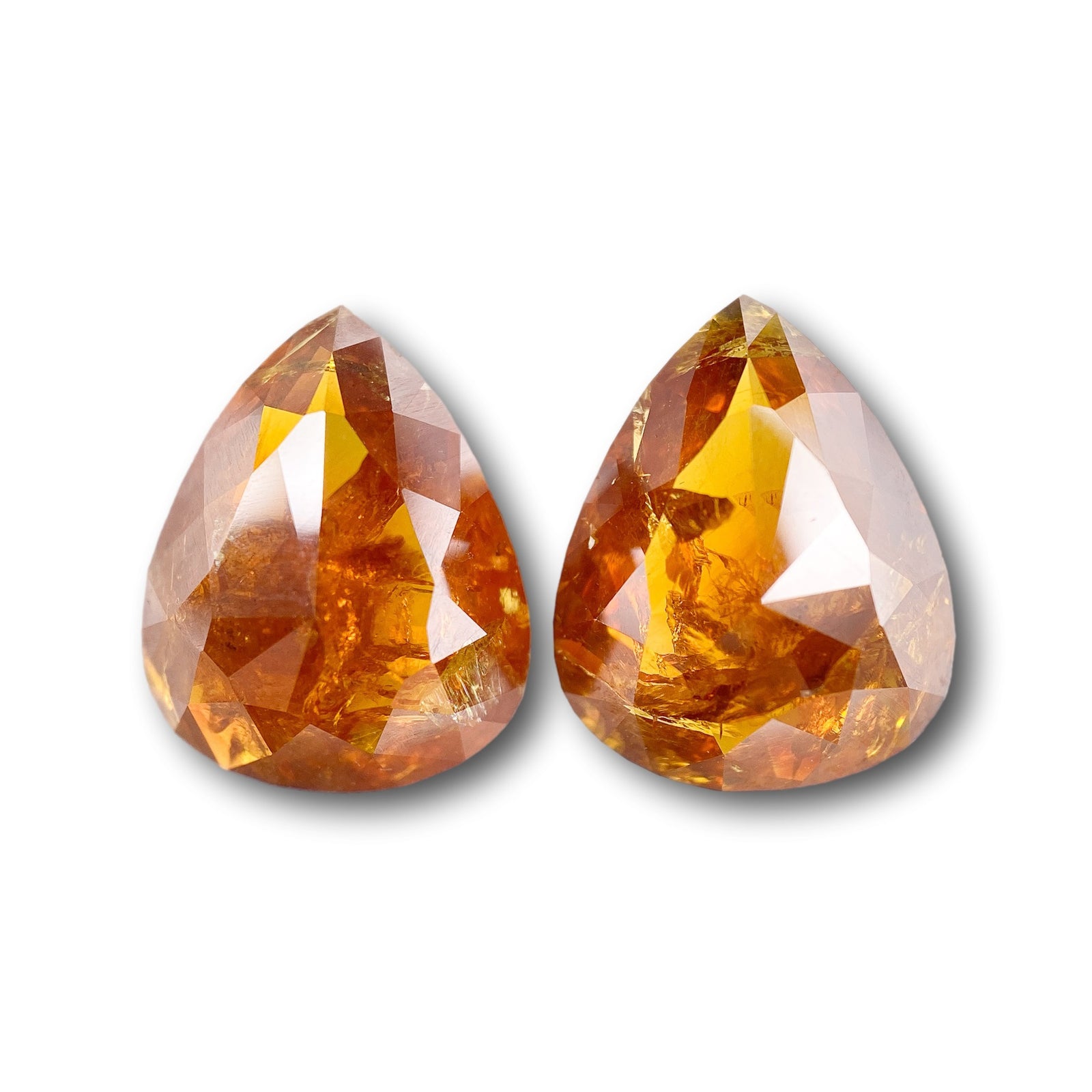 7.05cttw | Salt & Pepper Pear Shape Rose Cut Diamond Matched Pair - Modern Rustic Diamond