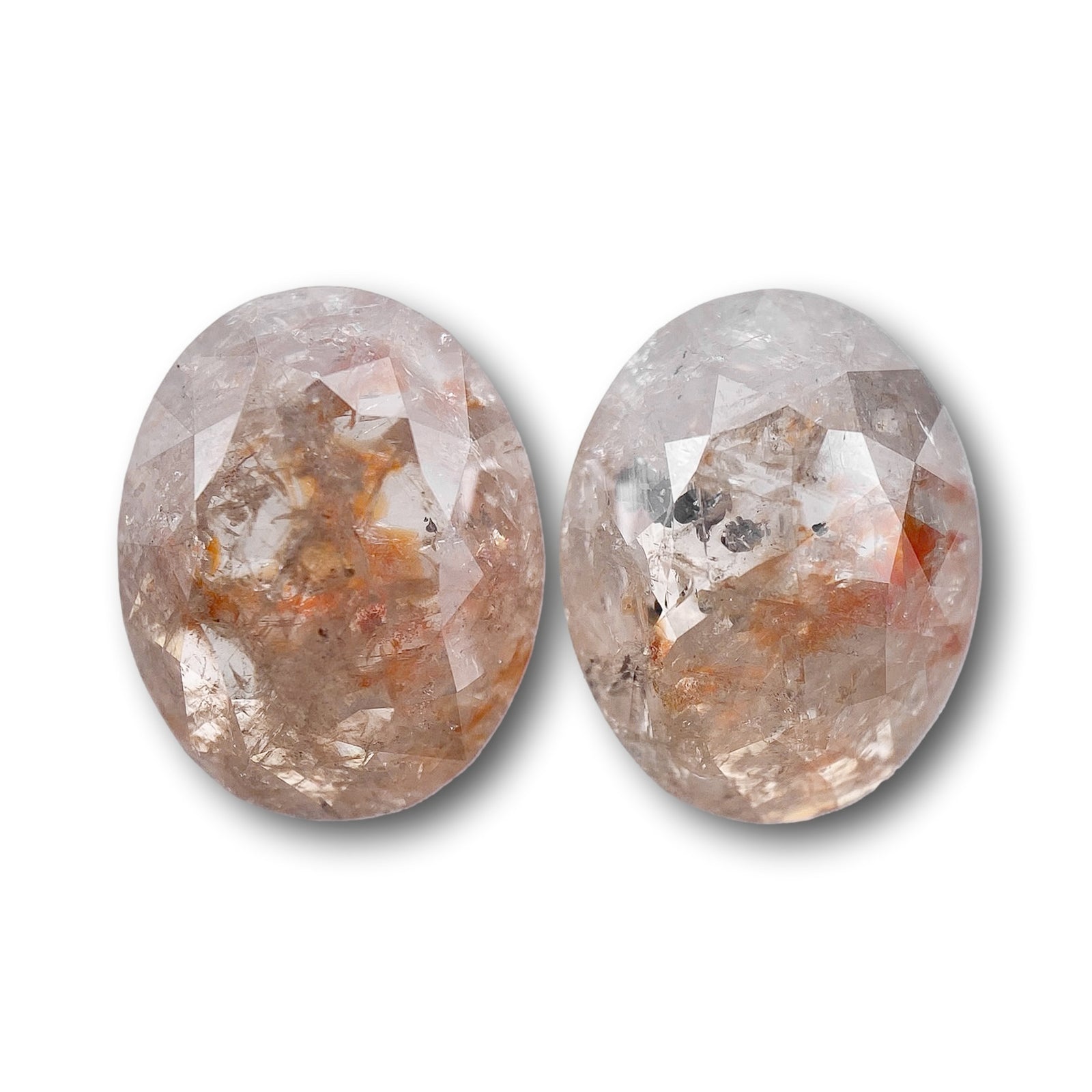 7.27cttw | Rustic Oval Shape Rose Cut Diamond Matched Pair - Modern Rustic Diamond