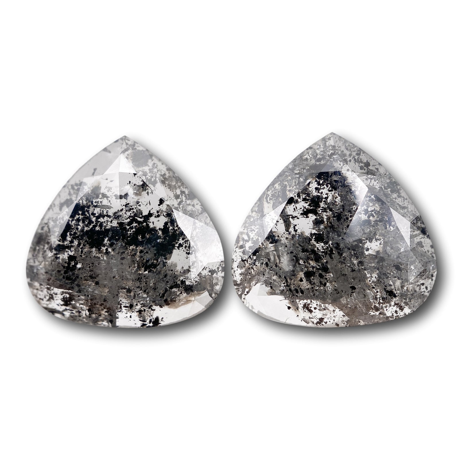 6.43cttw | Rustic Pear Shape Rose Cut Diamond Matched Pair - Modern Rustic Diamond