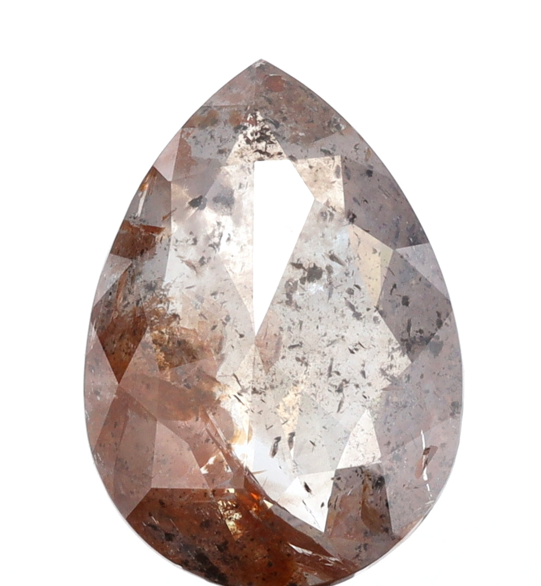 3.85ct | Rustic Grayish Brown Pear Shape Rose Cut Diamond - Modern Rustic Diamond
