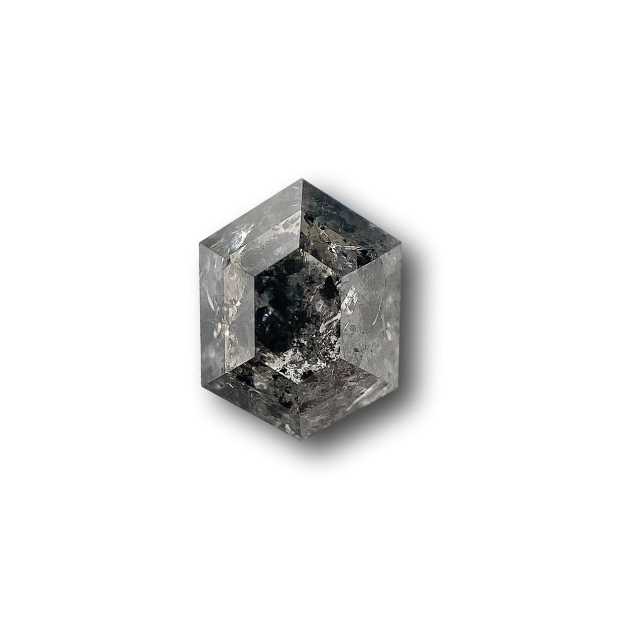 0.67ct | Salt & Pepper Hexagon Shape Rose Cut Diamond - Modern Rustic Diamond