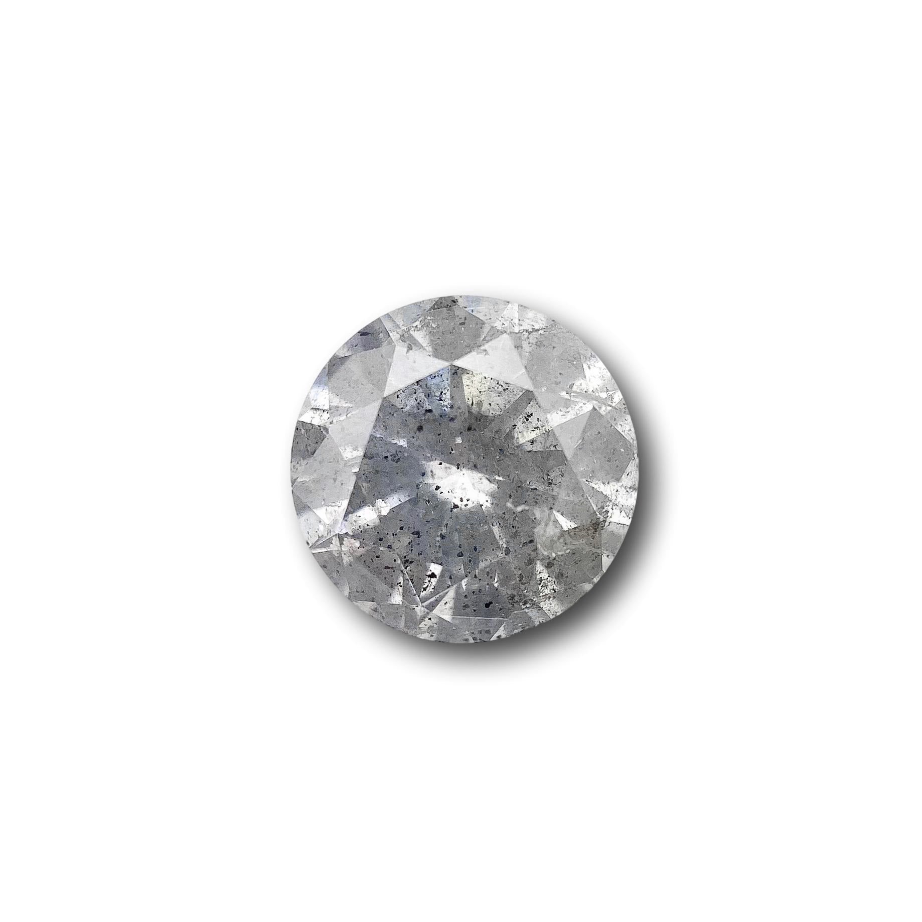 1.26ct | Salt & Pepper Round Shape Brilliant Cut Diamond - Modern Rustic Diamond