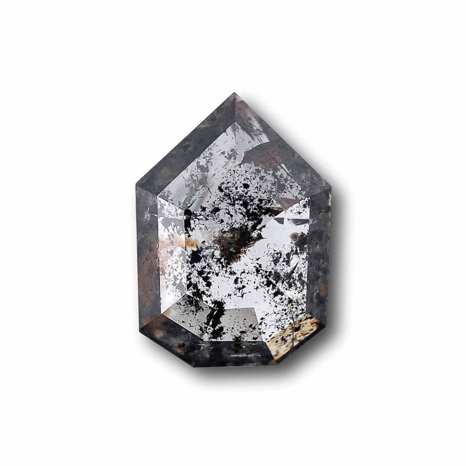 1.07ct | Salt & Pepper Shield Shape Rose Cut Diamond - Modern Rustic Diamond