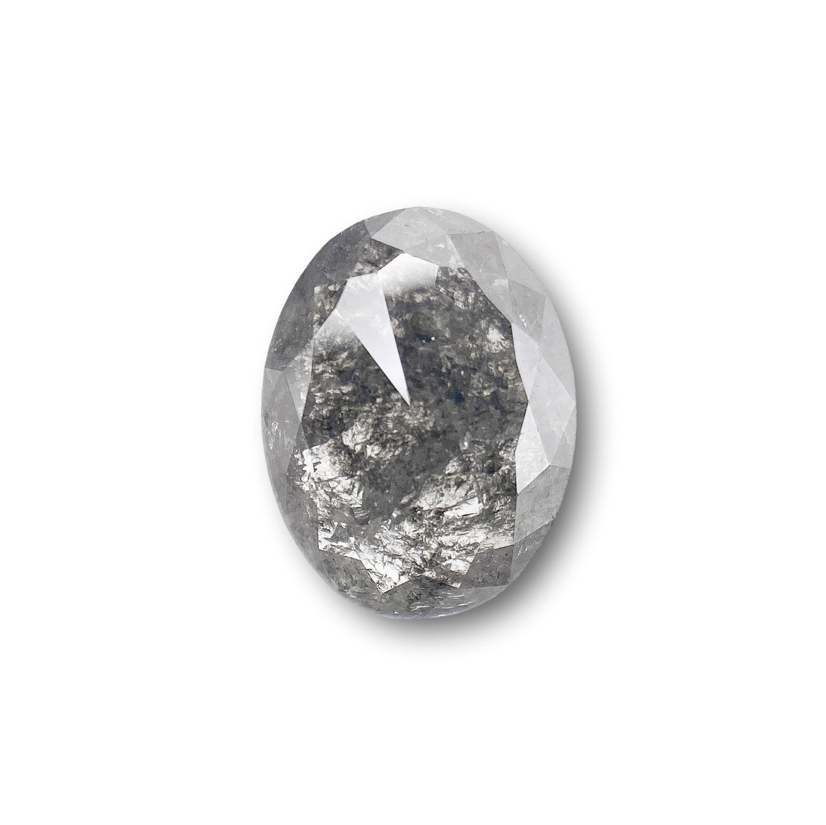 1.46ct | Salt &amp; Pepper Oval Shape Rose Cut Diamond - Modern Rustic Diamond