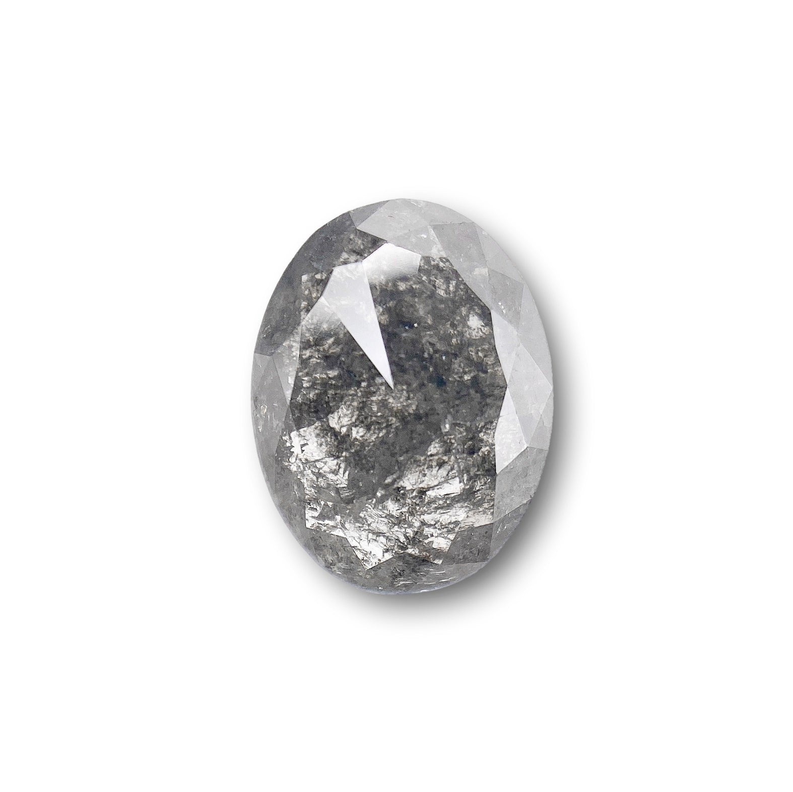1.46ct | Salt & Pepper Oval Shape Rose Cut Diamond - Modern Rustic Diamond