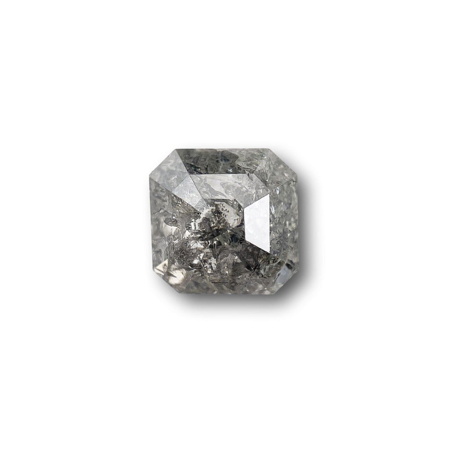 0.82ct | Salt & Pepper Radiant Shape Rose Cut Diamond - Modern Rustic Diamond