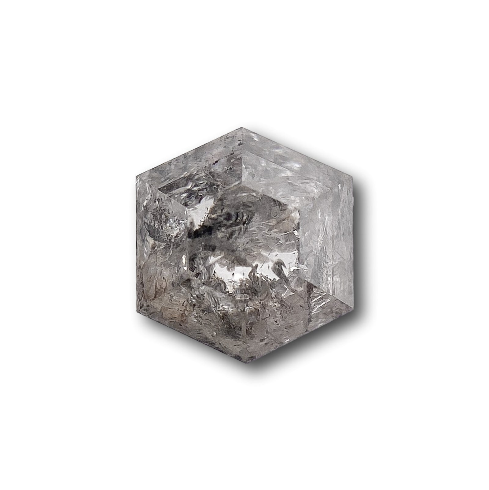 0.96ct | Salt & Pepper Hexagon Shape Rose Cut Diamond - Modern Rustic Diamond