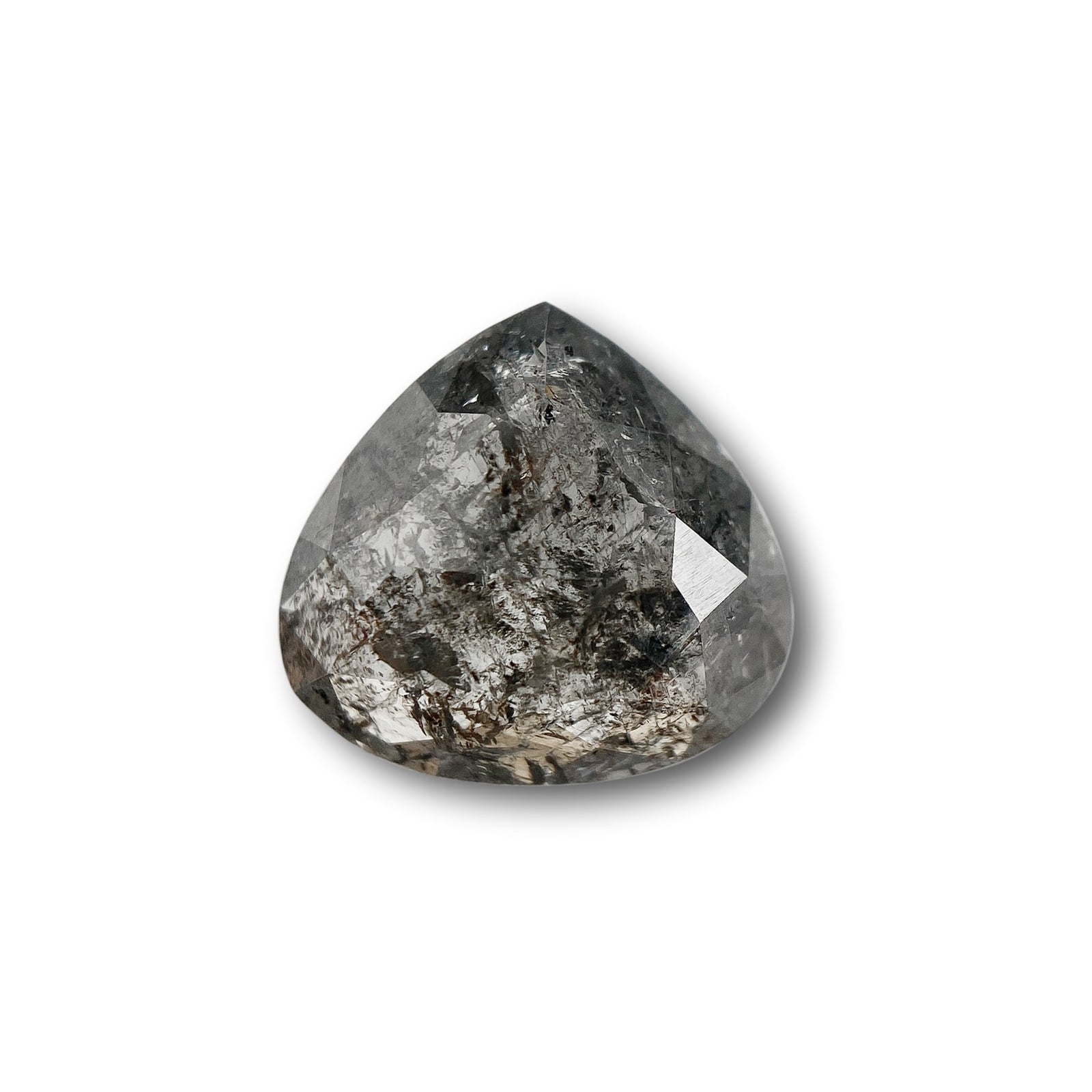 1.39ct | Salt & Pepper Pear Shape Rose Cut Diamond - Modern Rustic Diamond