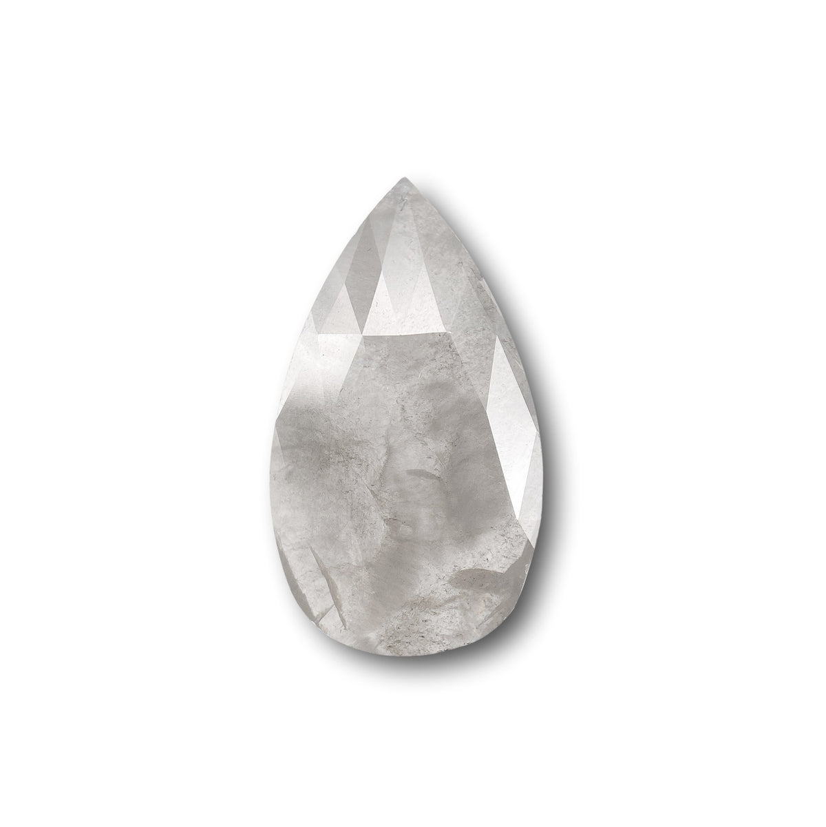 4.55ct | Salt &amp; Pepper Pear Shape Rose Cut Diamond - Modern Rustic Diamond