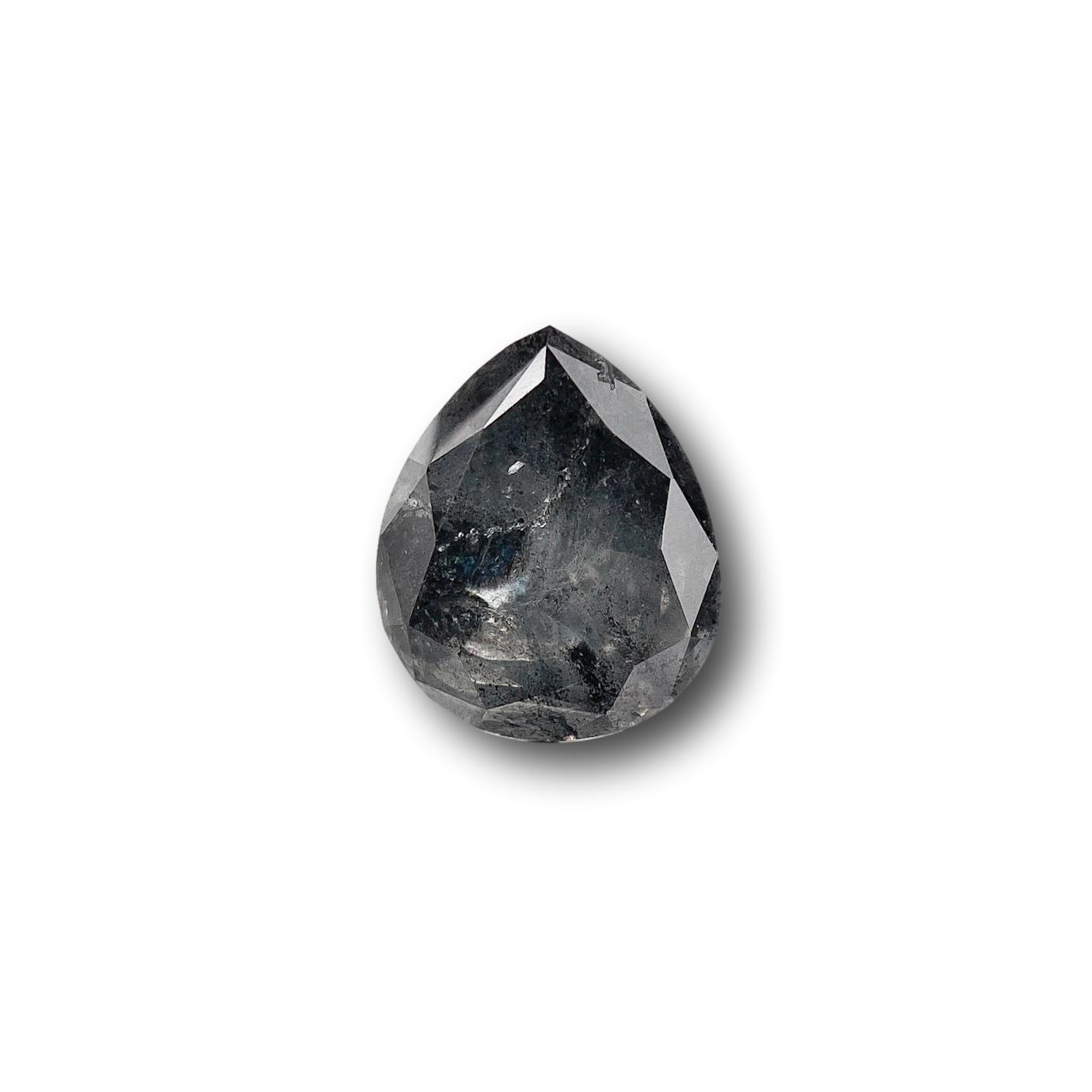 0.67ct | Salt & Pepper Pear Shape Brilliant Cut Diamond - Modern Rustic Diamond