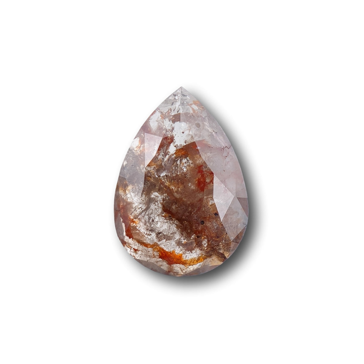 1.97ct | Salt &amp; Pepper Pear Shape Rose Cut Diamond - Modern Rustic Diamond