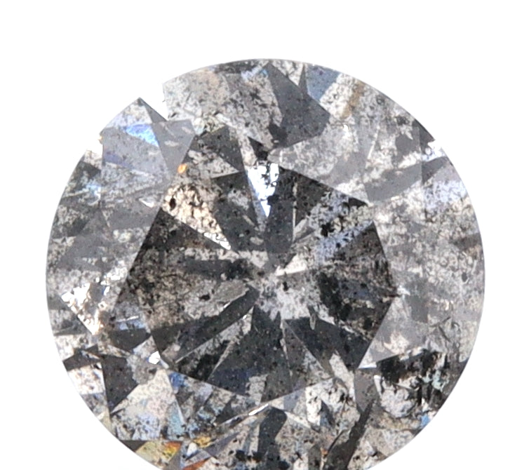 1.27ct | Salt & Pepper Round Shape Brilliant Cut Diamond - Modern Rustic Diamond