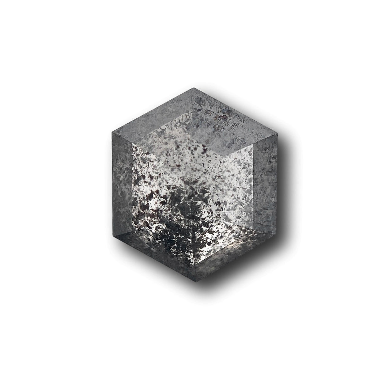 1.11ct | Salt & Pepper Hexagon Shape Rose Cut Diamond - Modern Rustic Diamond