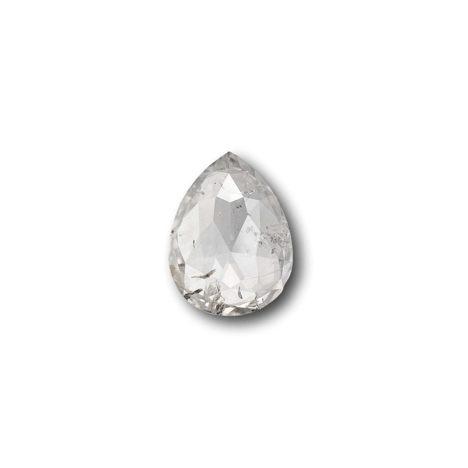 0.87ct | Salt & Pepper Pear Shape Rose Cut Diamond - Modern Rustic Diamond