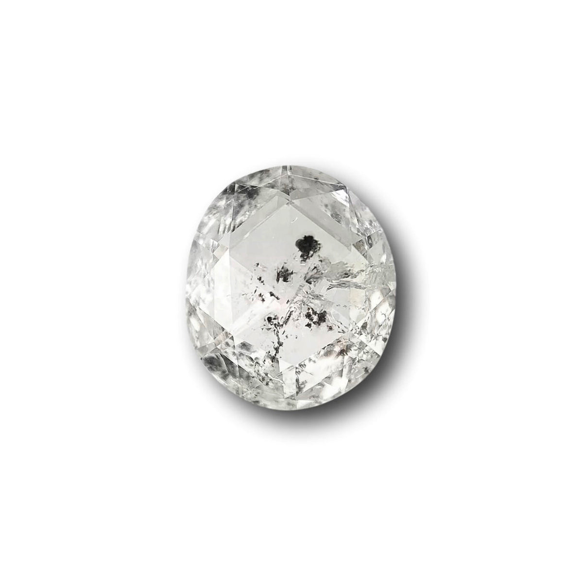 0.96ct | Salt &amp; Pepper Oval Shape Rose Cut Diamond - Modern Rustic Diamond