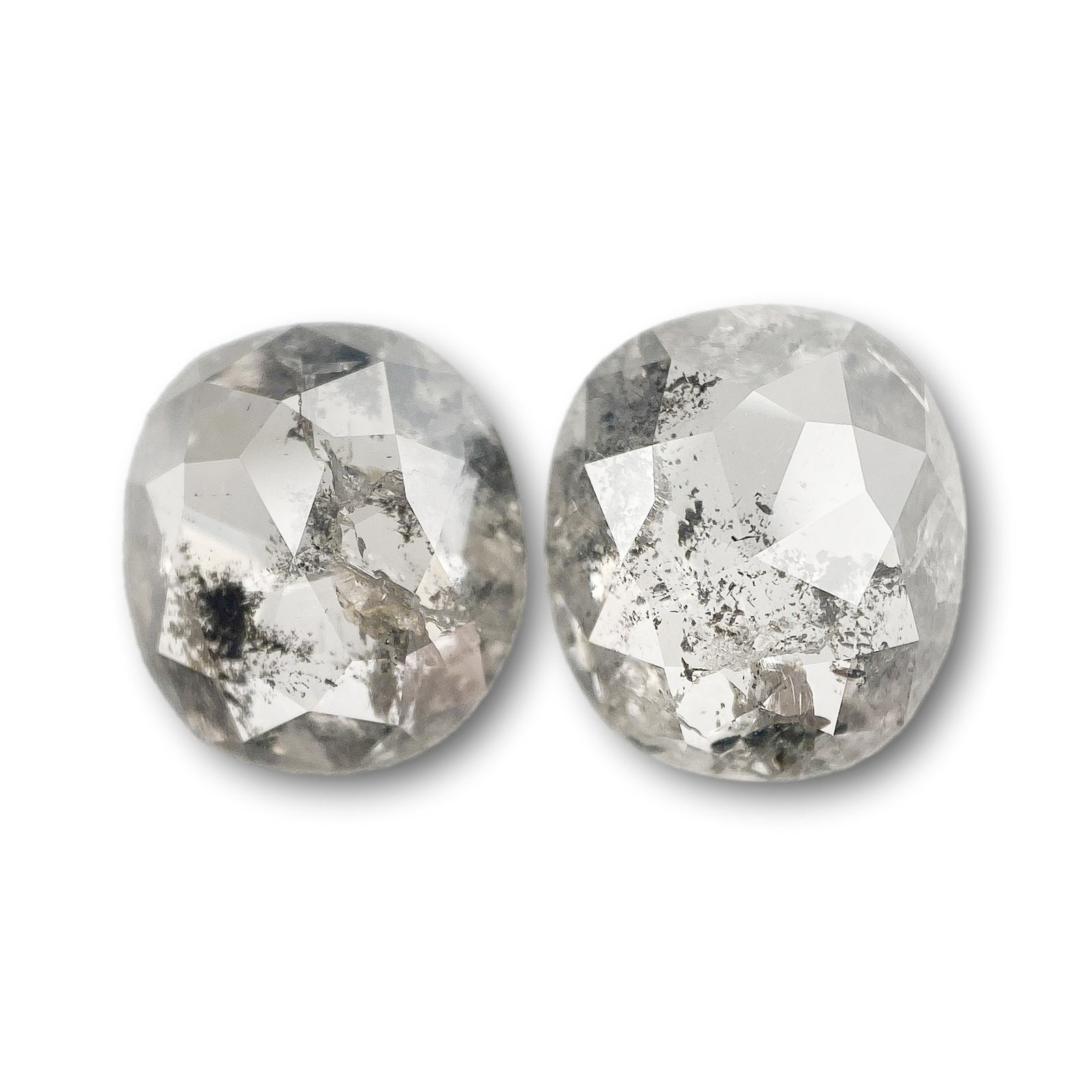 3.51cttw | Rustic Cushion Shape Rose Cut Diamond Matched Pair - Modern Rustic Diamond