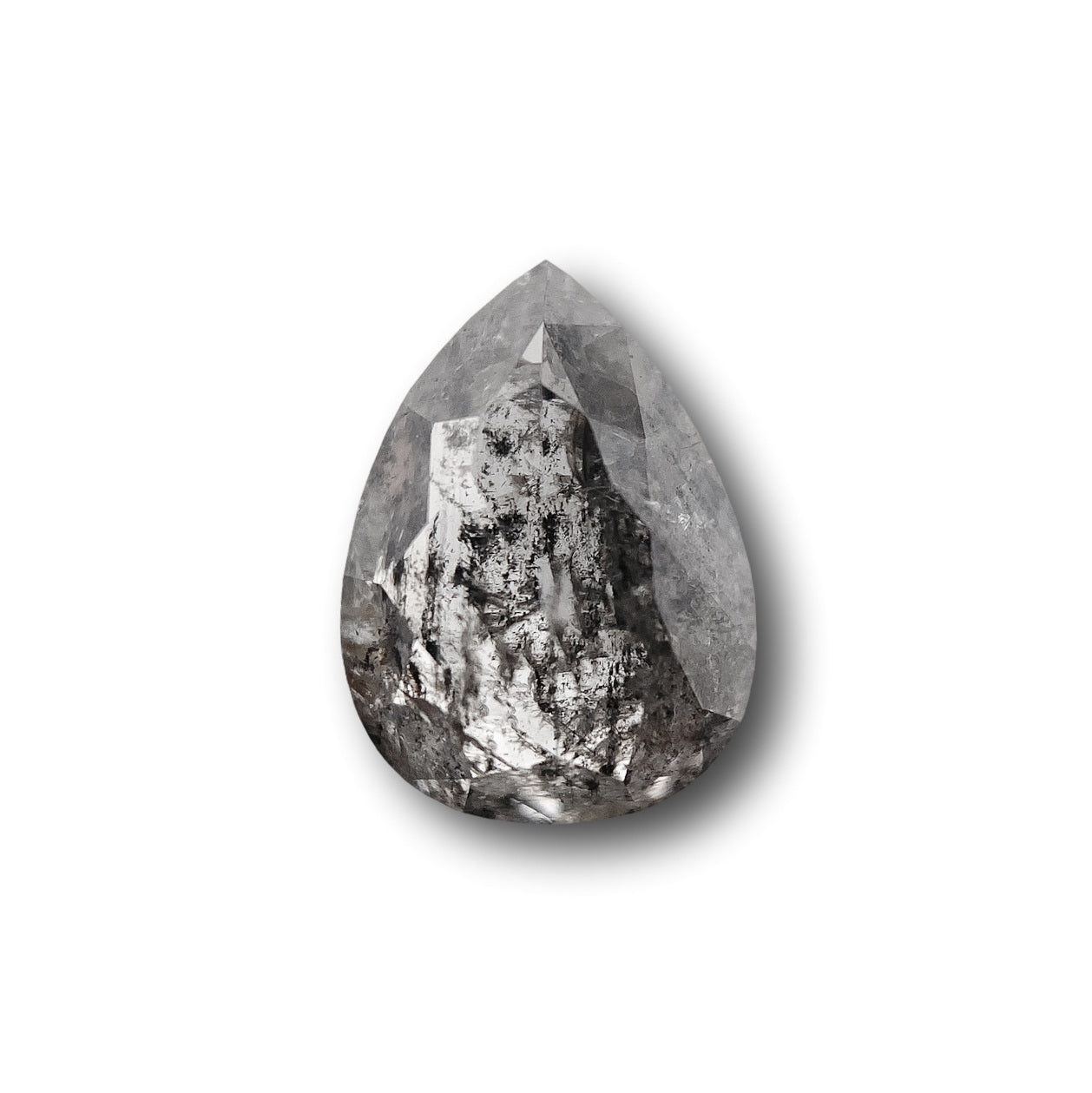 1.09ct | Salt & Pepper Pear Shape Rose Cut Diamond - Modern Rustic Diamond