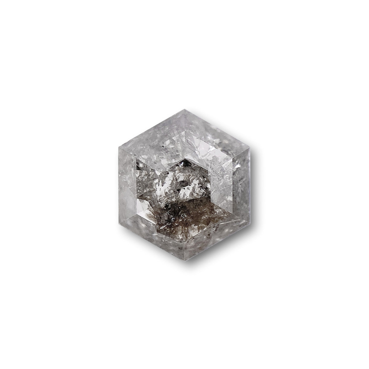 0.98ct | Salt &amp; Pepper Hexagon Shape Rose Cut Diamond - Modern Rustic Diamond