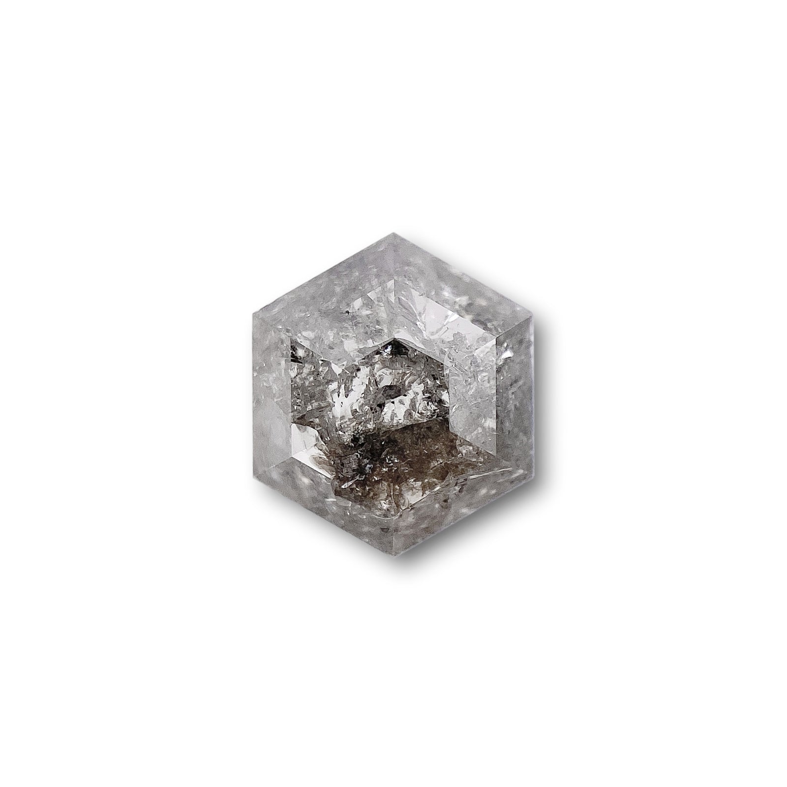 0.98ct | Salt & Pepper Hexagon Shape Rose Cut Diamond - Modern Rustic Diamond