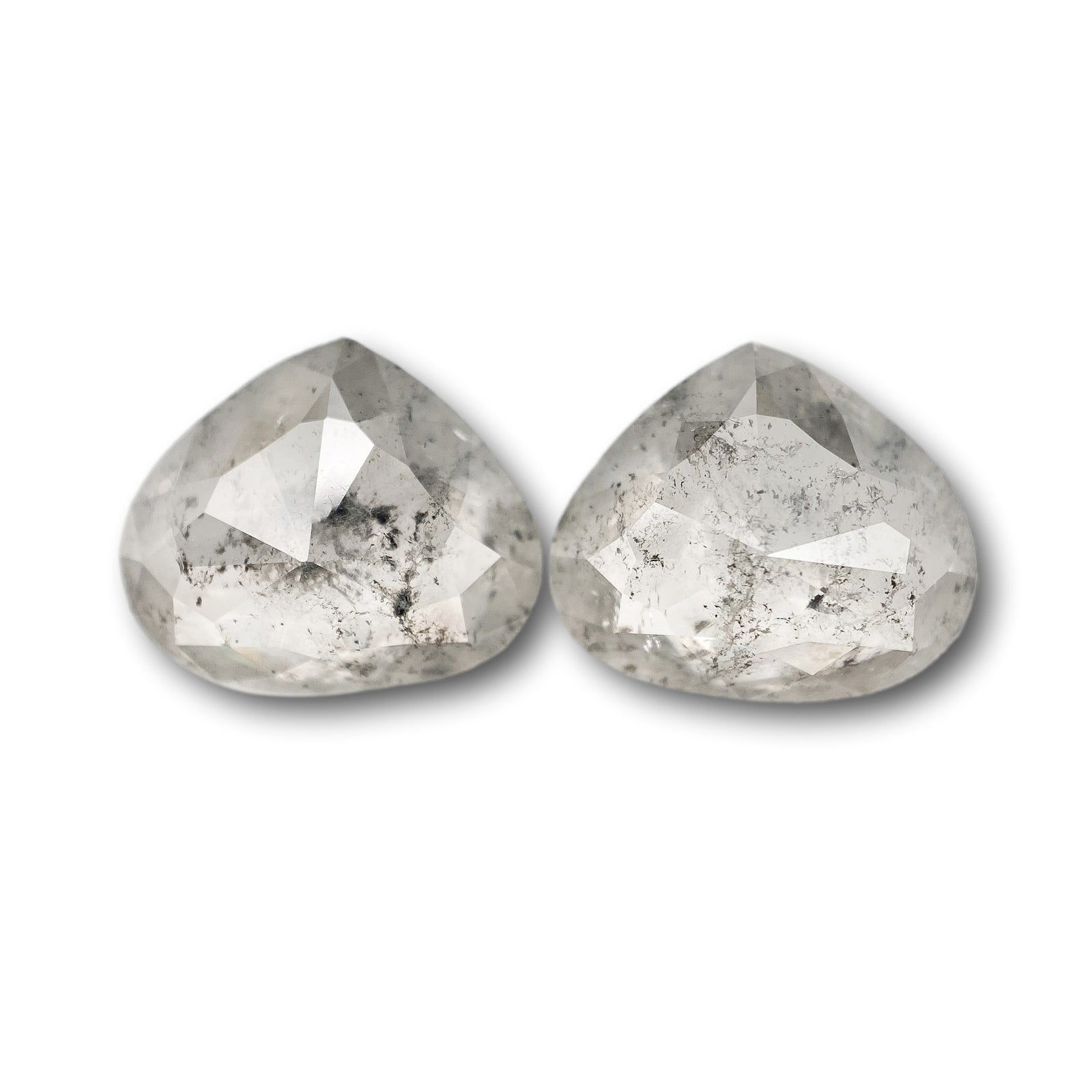 5.87cttw | Rustic Pear Shape Rose Cut Diamond Matched Pair - Modern Rustic Diamond