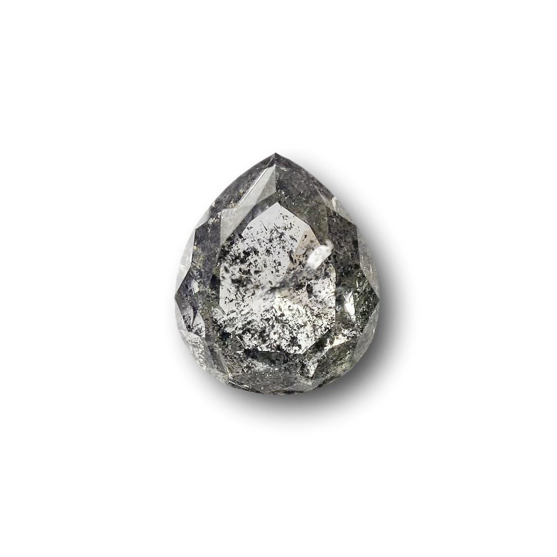 1.64ct | Salt &amp; Pepper Pear Shape Brilliant Cut Diamond - Modern Rustic Diamond