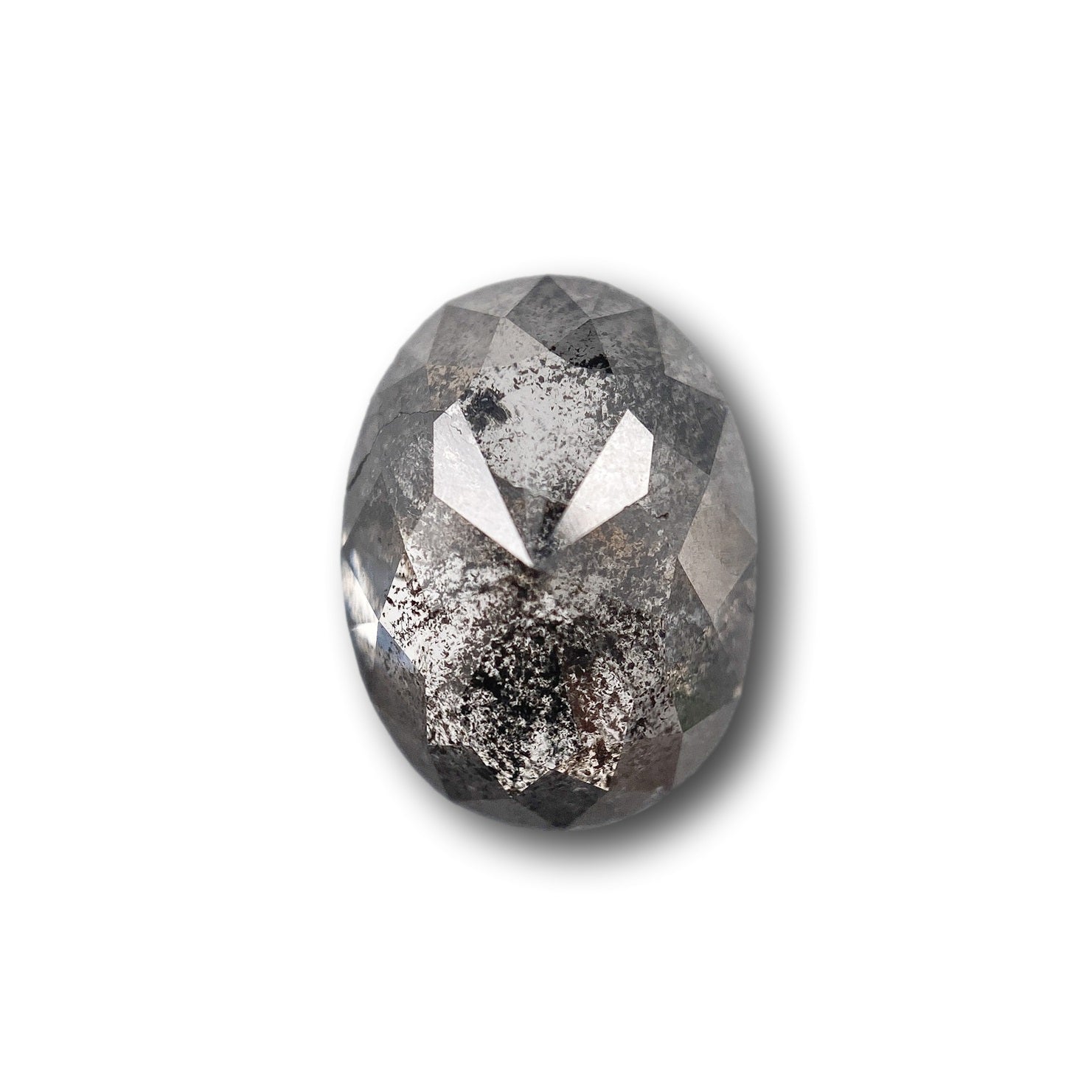 4.04ct | Salt & Pepper Oval Shape Rose Cut Diamond - Modern Rustic Diamond