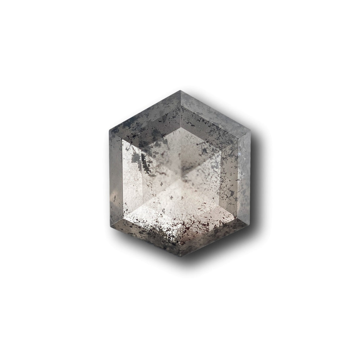 2.05ct | Salt &amp; Pepper Hexagon Shape Rose Cut Diamond - Modern Rustic Diamond