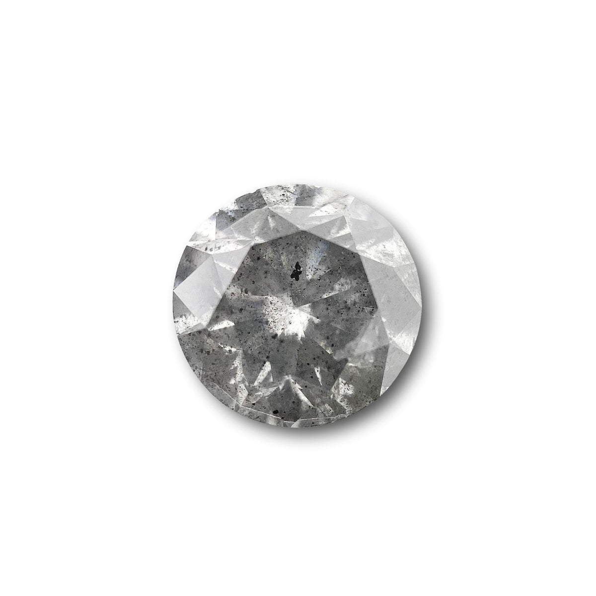 2.00ct | Salt &amp; Pepper Round Shape Brilliant Cut Diamond - Modern Rustic Diamond