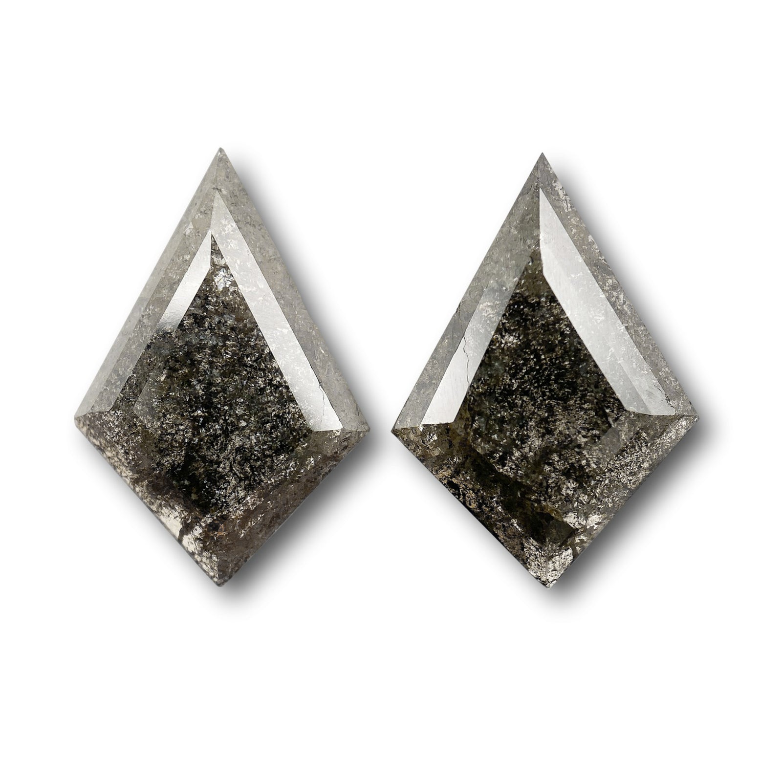 3.22cttw | Rustic  Kite Shape Rose Cut Diamond Matched Pair - Modern Rustic Diamond