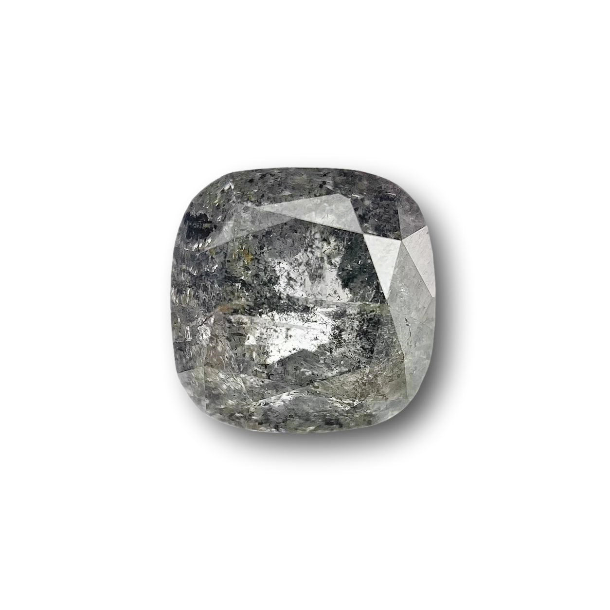 1.77ct | Salt & Pepper Cushion Shape Rose Cut Diamond - Modern Rustic Diamond