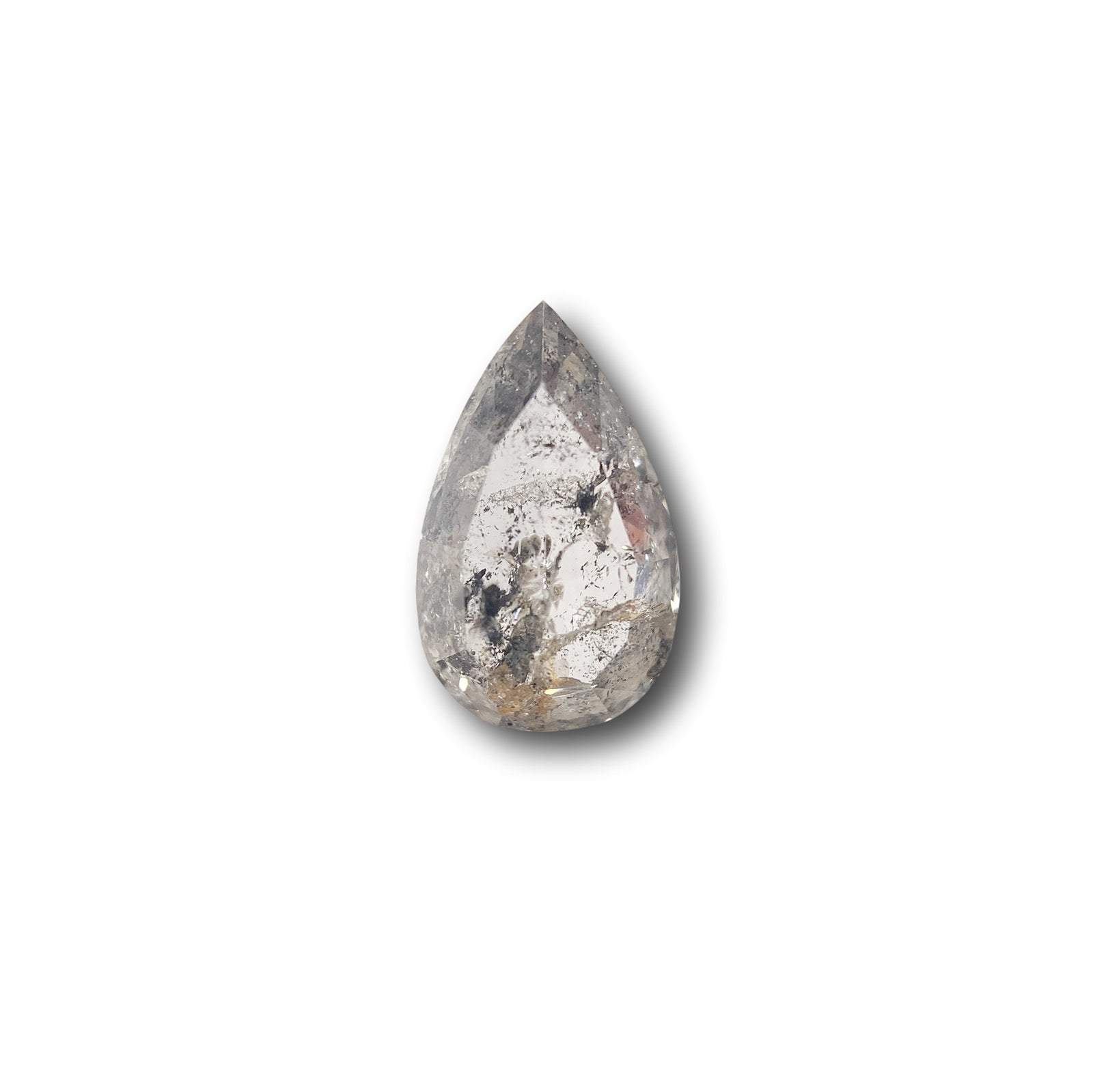 1.00ct | Salt & Pepper Pear Shape Rose Cut Diamond - Modern Rustic Diamond