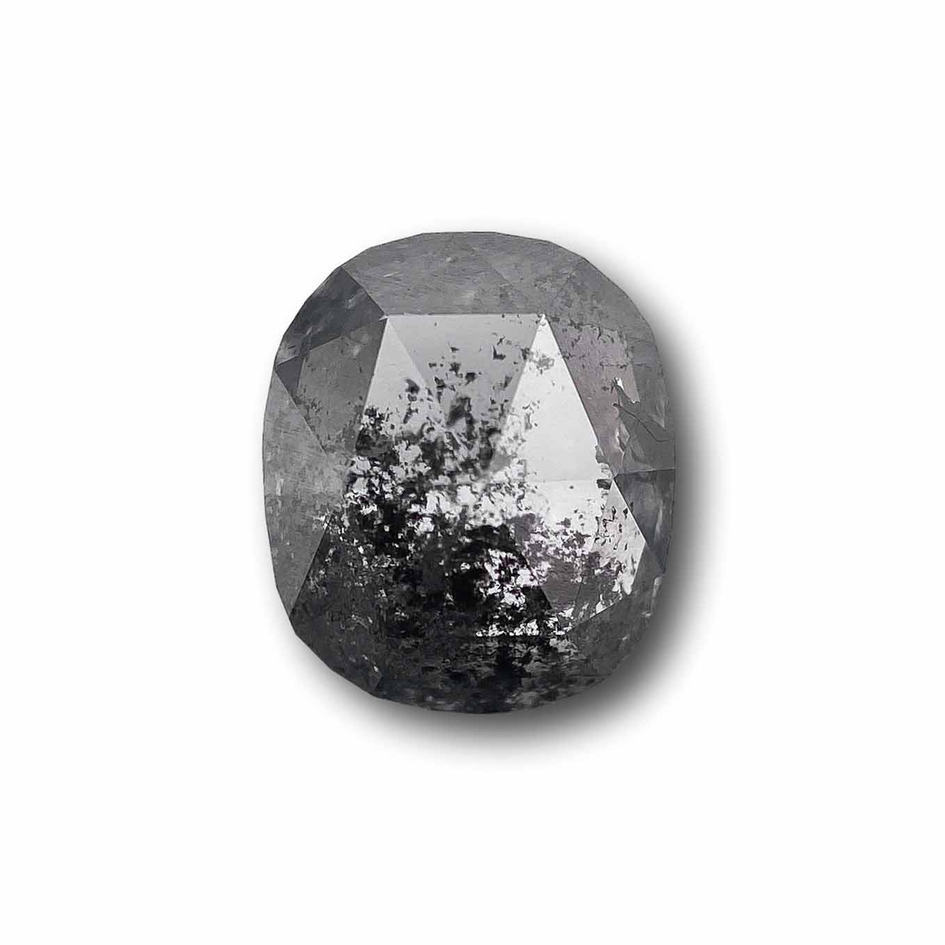 0.89ct | Salt & Pepper Cushion Shape Rose Cut Diamond - Modern Rustic Diamond