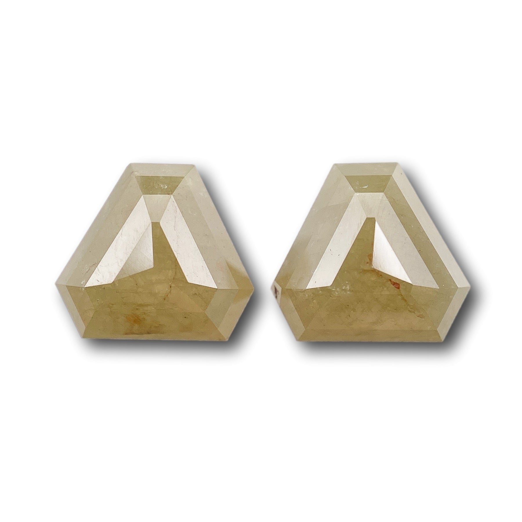 2.77cttw | Salt & Pepper Shield Shape Rose Cut Diamond Matched Pair - Modern Rustic Diamond
