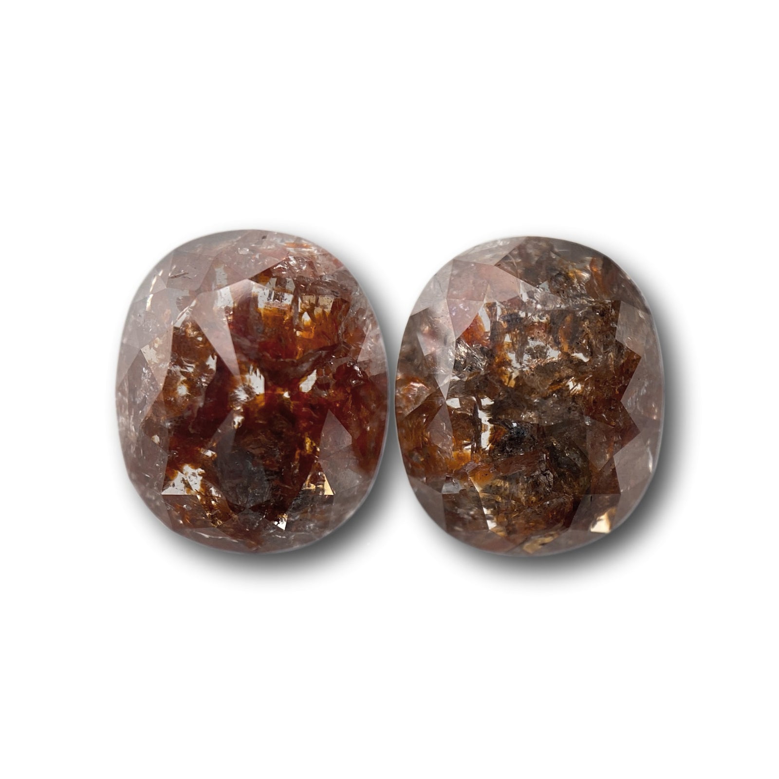 5.24cttw | Rustic  Cushion Shape Rose Cut Diamond Matched Pair - Modern Rustic Diamond