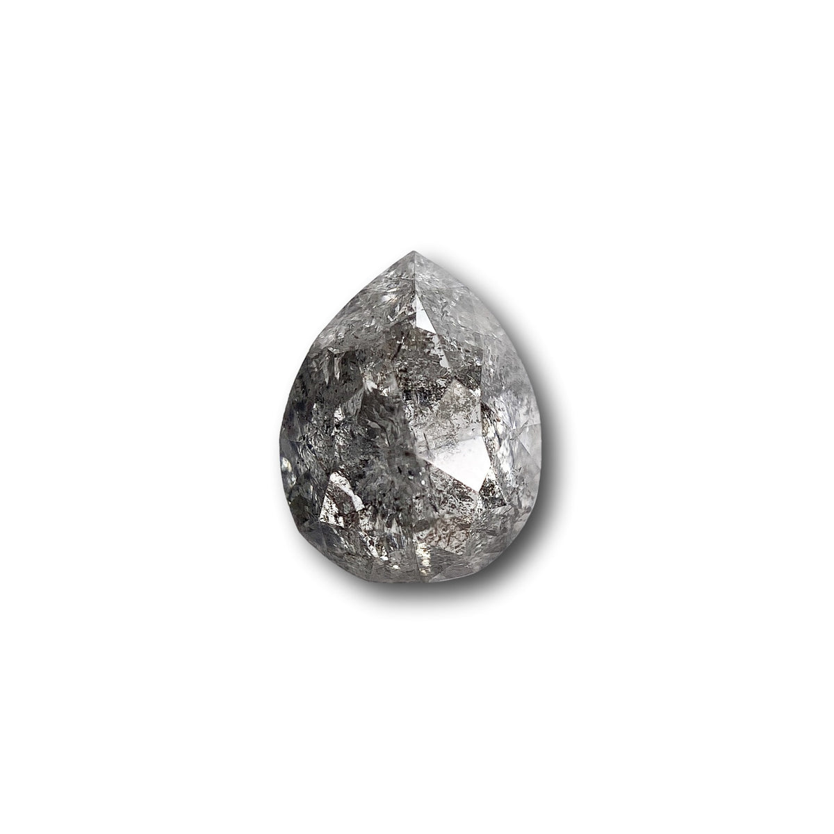 0.99ct | Salt &amp; Pepper Pear Shape Rose Cut Diamond - Modern Rustic Diamond