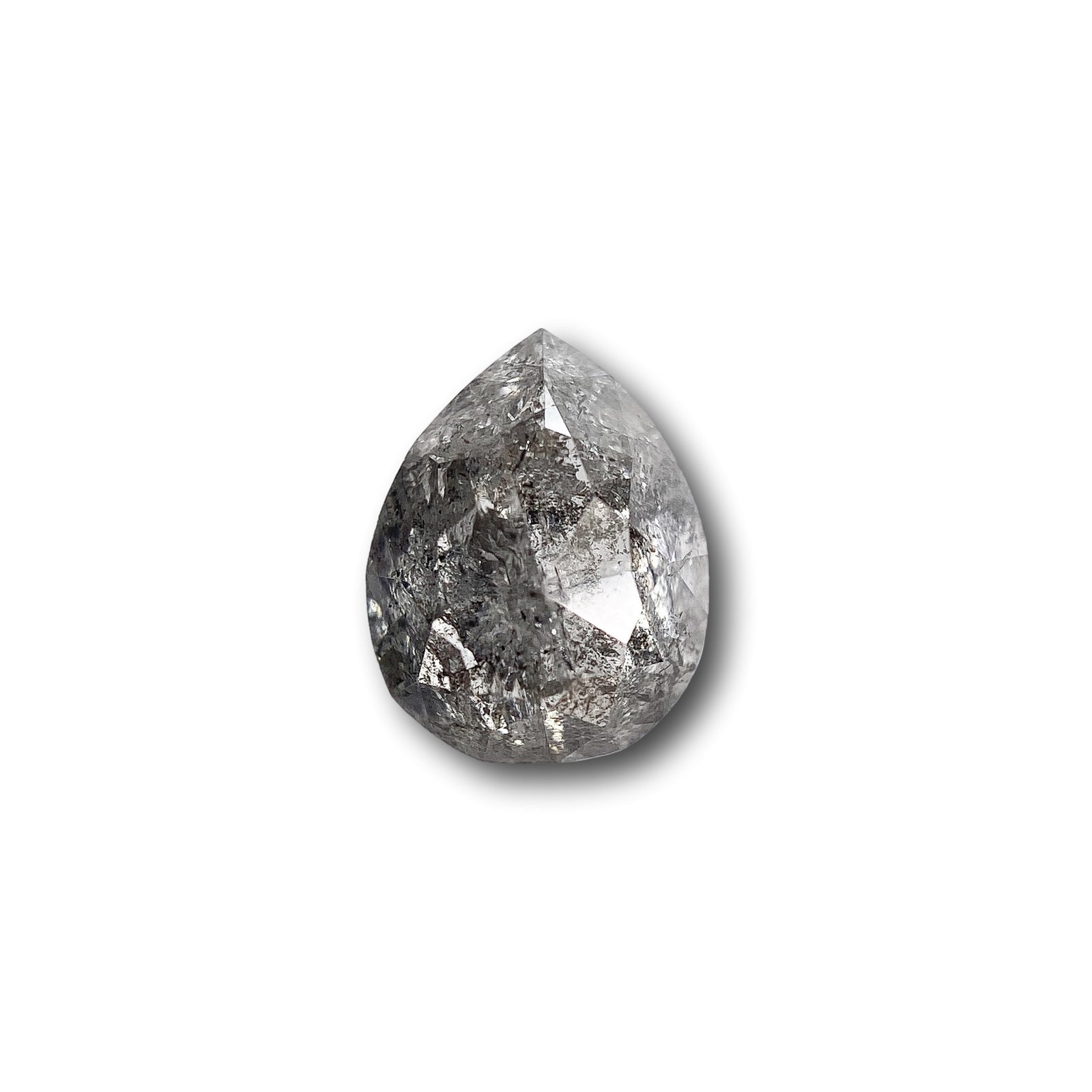 0.99ct | Salt & Pepper Pear Shape Rose Cut Diamond - Modern Rustic Diamond