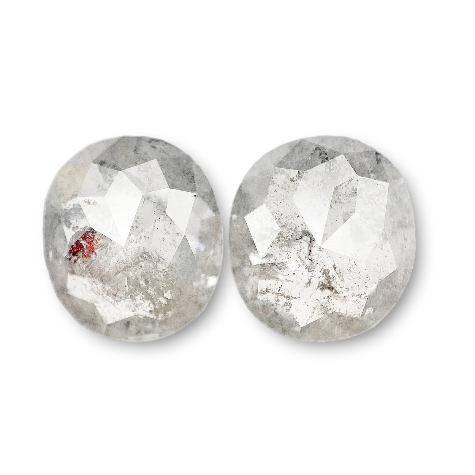 3.39cttw | Rustic Cushion Shape Rose Cut Diamond Matched Pair - Modern Rustic Diamond