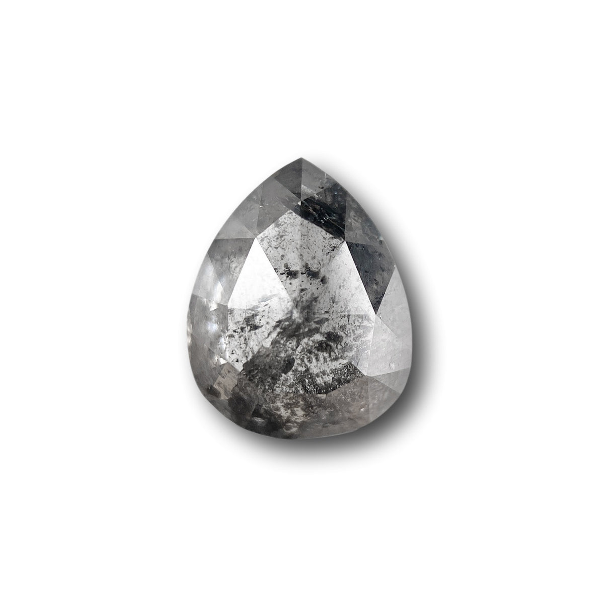 1.07ct | Salt &amp; Pepper Pear Shape Rose Cut Diamond - Modern Rustic Diamond