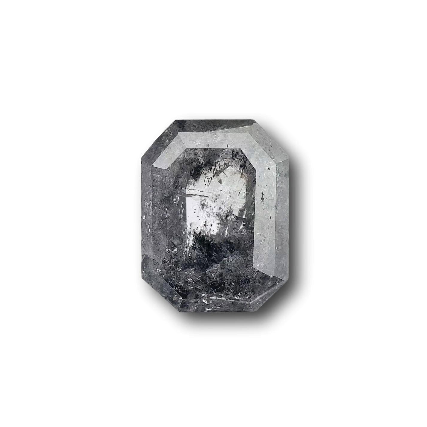 1.24ct | Salt & Pepper Emerald Shape Step Cut Diamond - Modern Rustic Diamond
