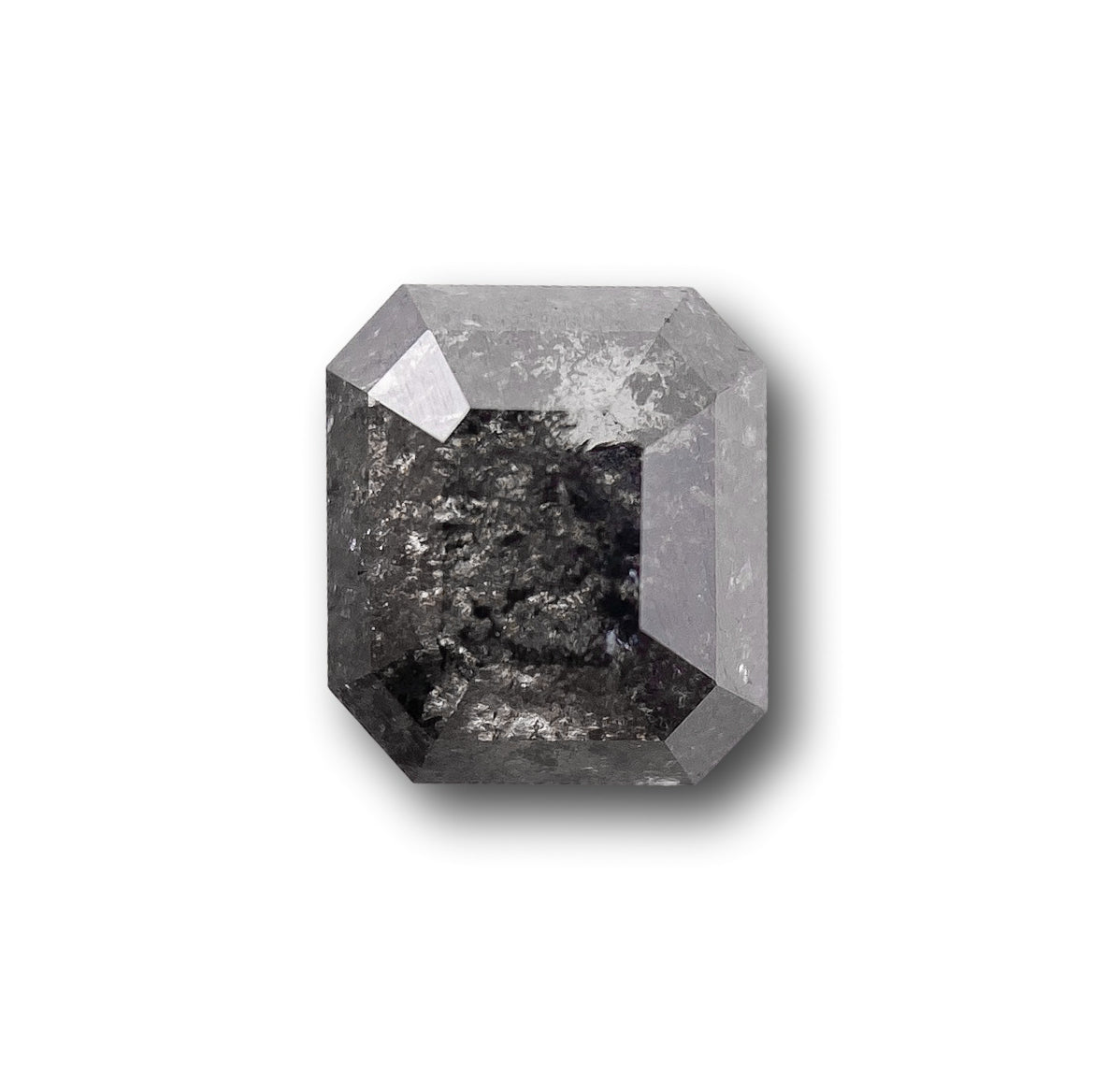 0.77ct | Salt & Pepper Emerald Shape Step Cut Diamond - Modern Rustic Diamond