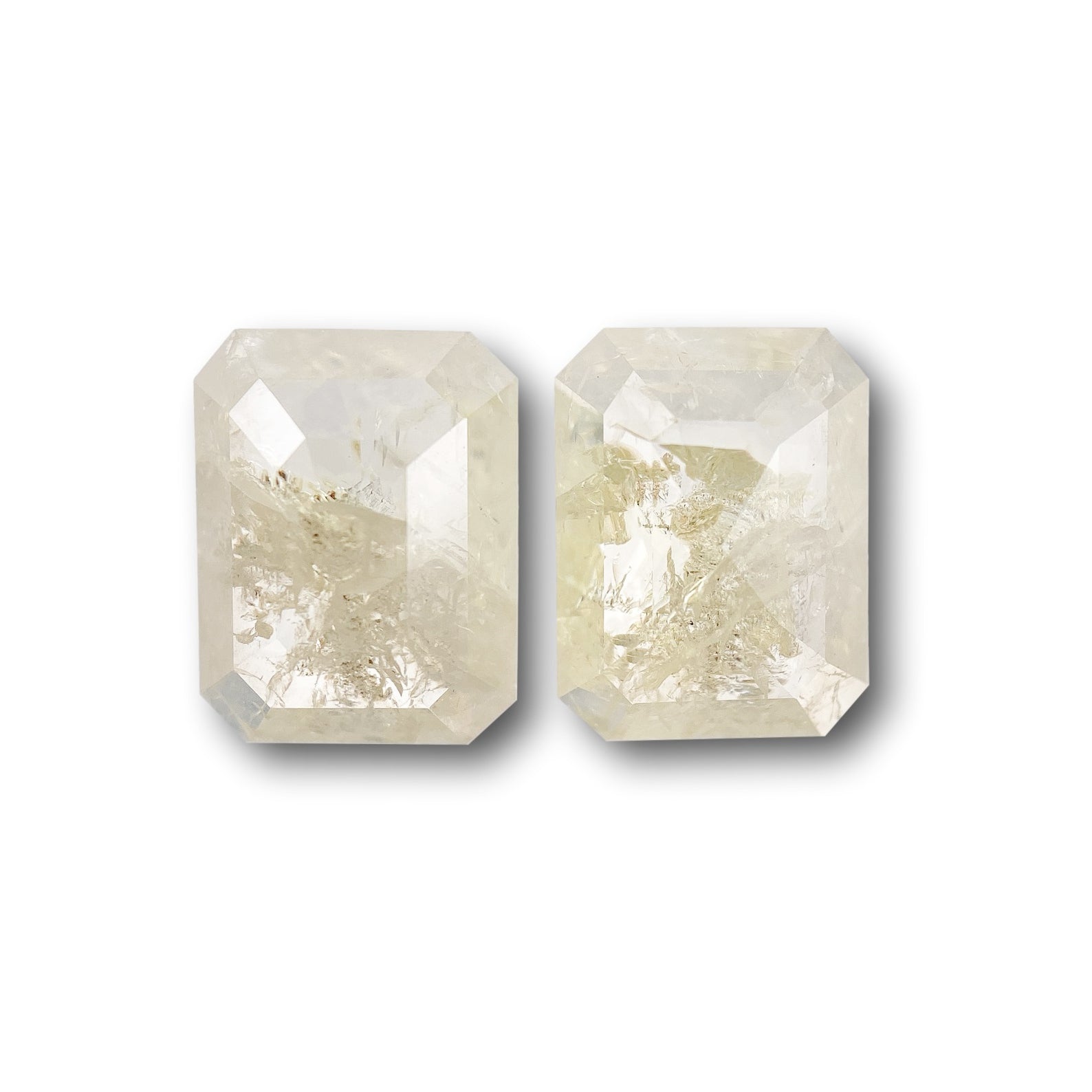 3.51cttw | Salt & Pepper Emerald Shape Rose Cut Diamond Matched Pair - Modern Rustic Diamond