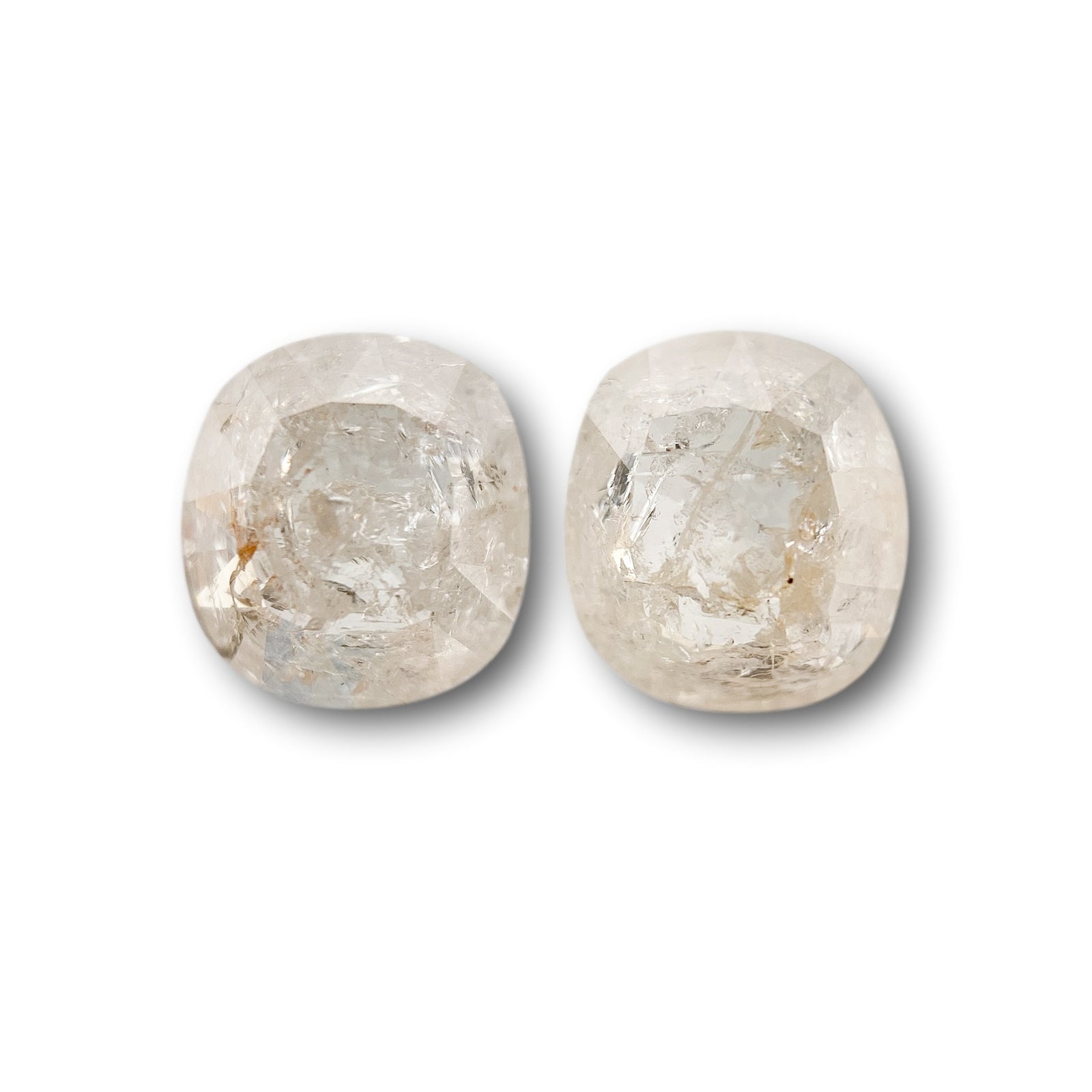 1.30cttw | Rustic Cushion Shape Rose Cut Diamond Matched Pair - Modern Rustic Diamond
