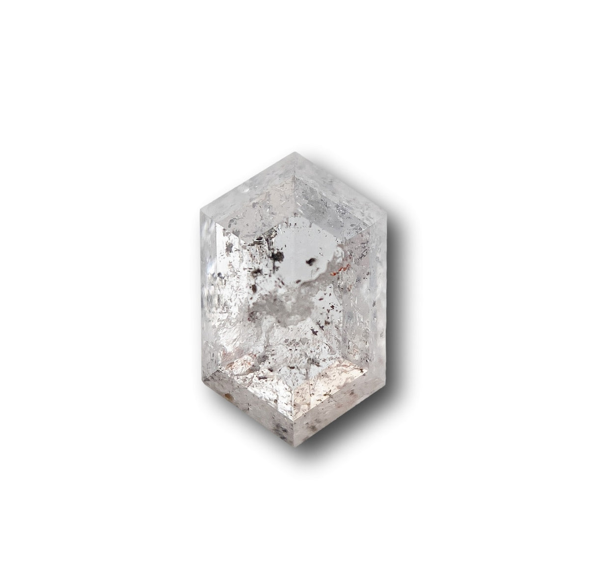 1.18ct | Salt &amp; Pepper Hexagon Shape Rose Cut Diamond - Modern Rustic Diamond