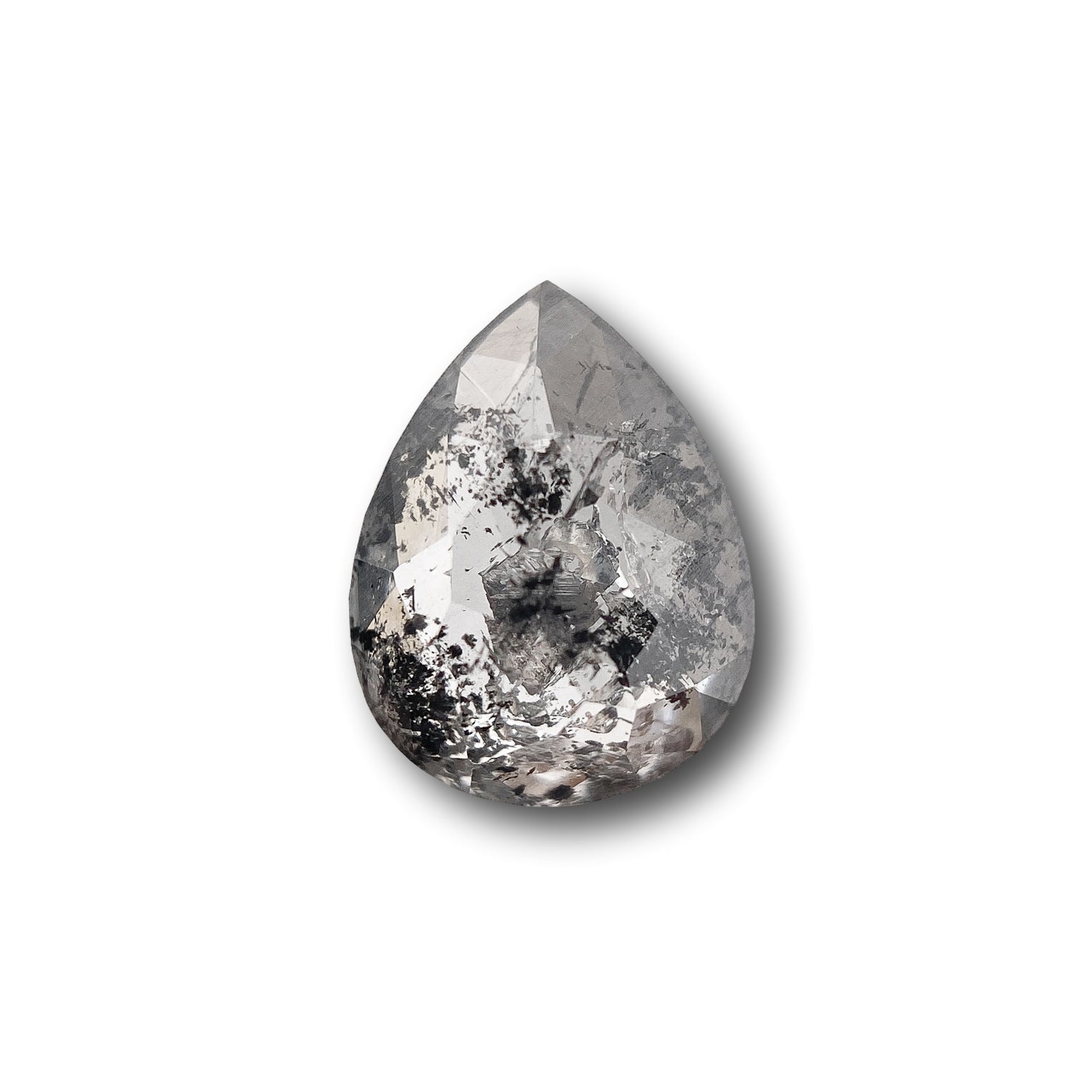 0.97ct | Salt & Pepper Pear Shape Rose Cut Diamond - Modern Rustic Diamond