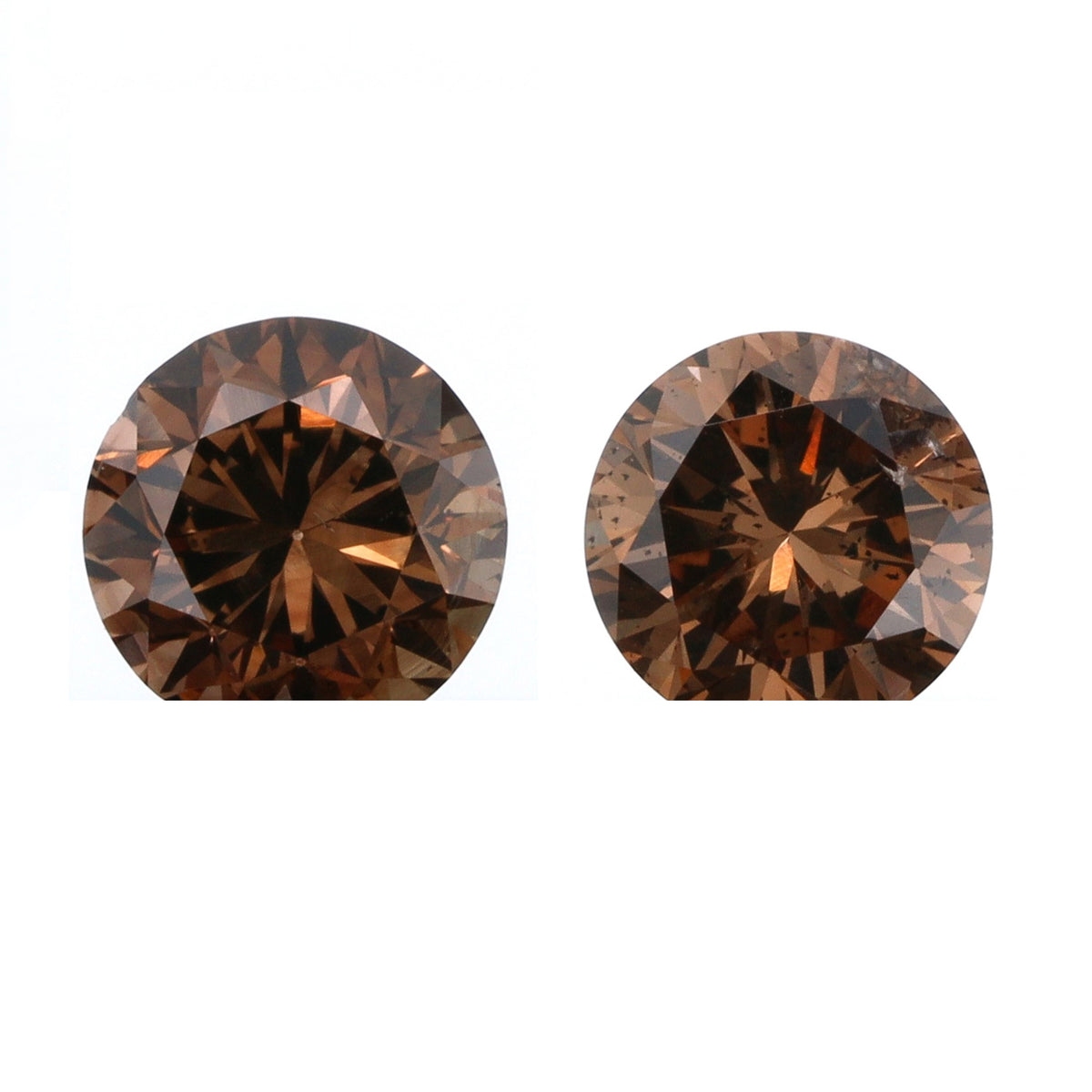 0.77cttw | Champagne SI Round Shape Brilliant Cut Diamond Matched Pair - Modern Rustic Diamond