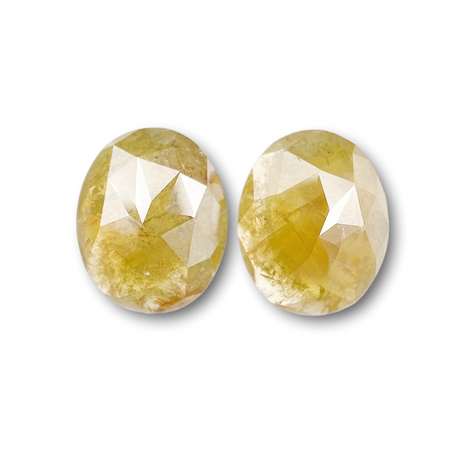 2.95cttw | Rustic  Oval Shape Rose Cut Diamond Matched Pair - Modern Rustic Diamond